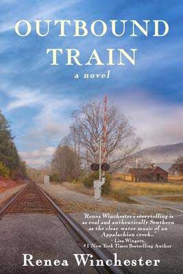 Indie books about North Carolina including Outbound Train by Renea Winchester book cover with train tracks running through a small town