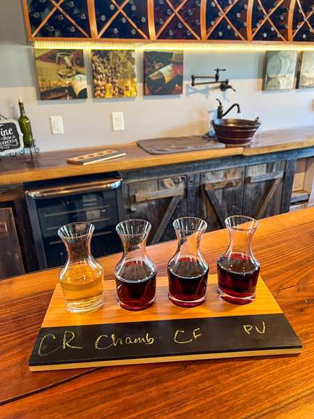 Silver Fork Winery wine flight