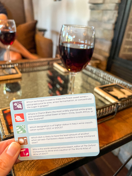 Silver Fork Winery trivia game and wine