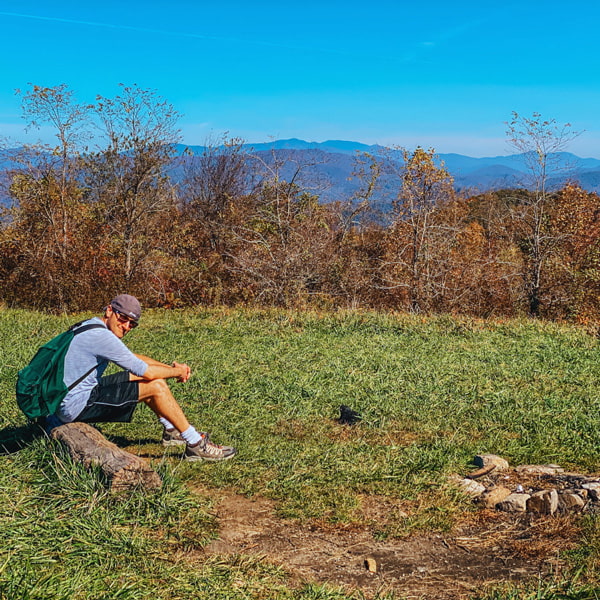 Tom sitting in Blue Ridge Pastures