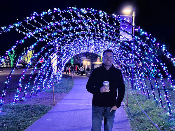 Tom in lighted tunnel