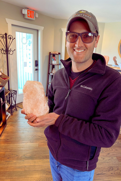 Tom holding Salt Lamp