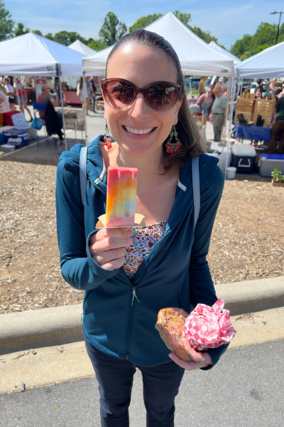 Christine with pop at market