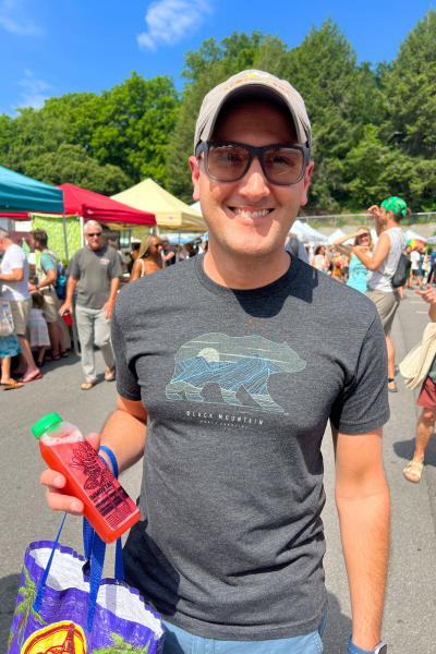 Tom at North Asheville Tailgate Market with Immortal Juice