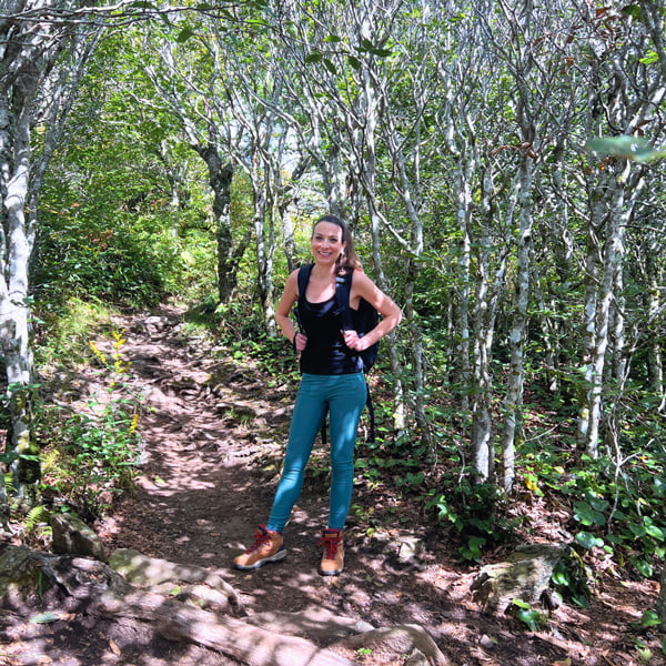 Christine hiking on Mount Pisgah Trail