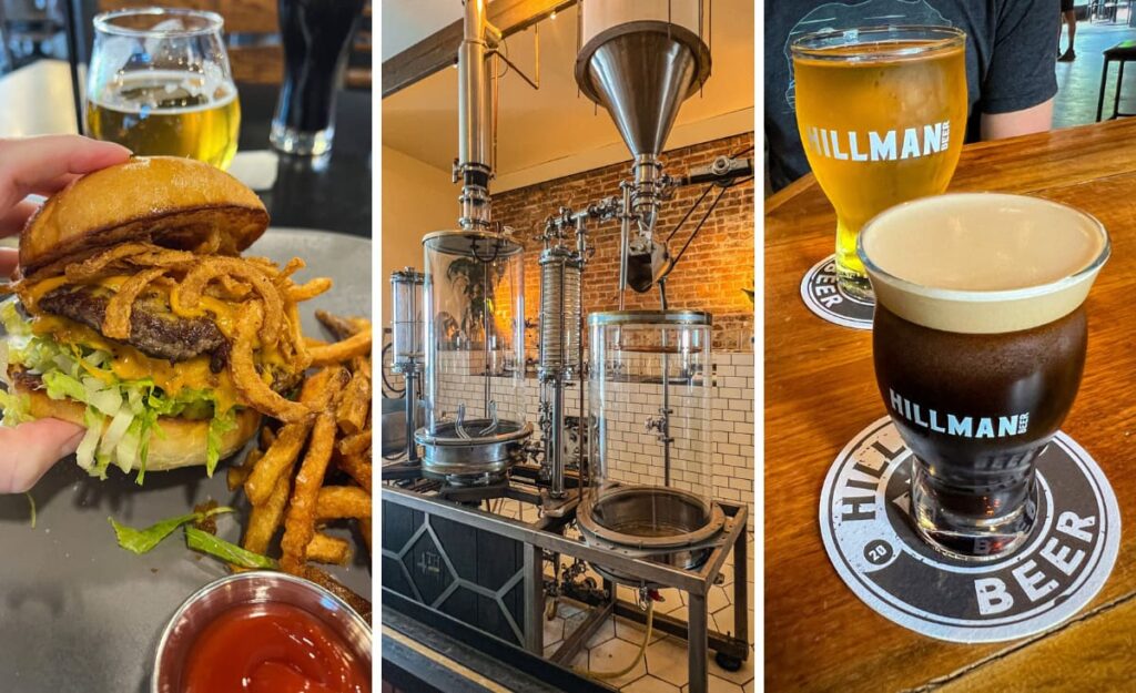 White Labs burger, Outsider Brewing equipment, and Hillman Beer